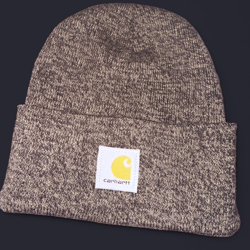 Carhartt Tan Knit Beanie with Logo Patch